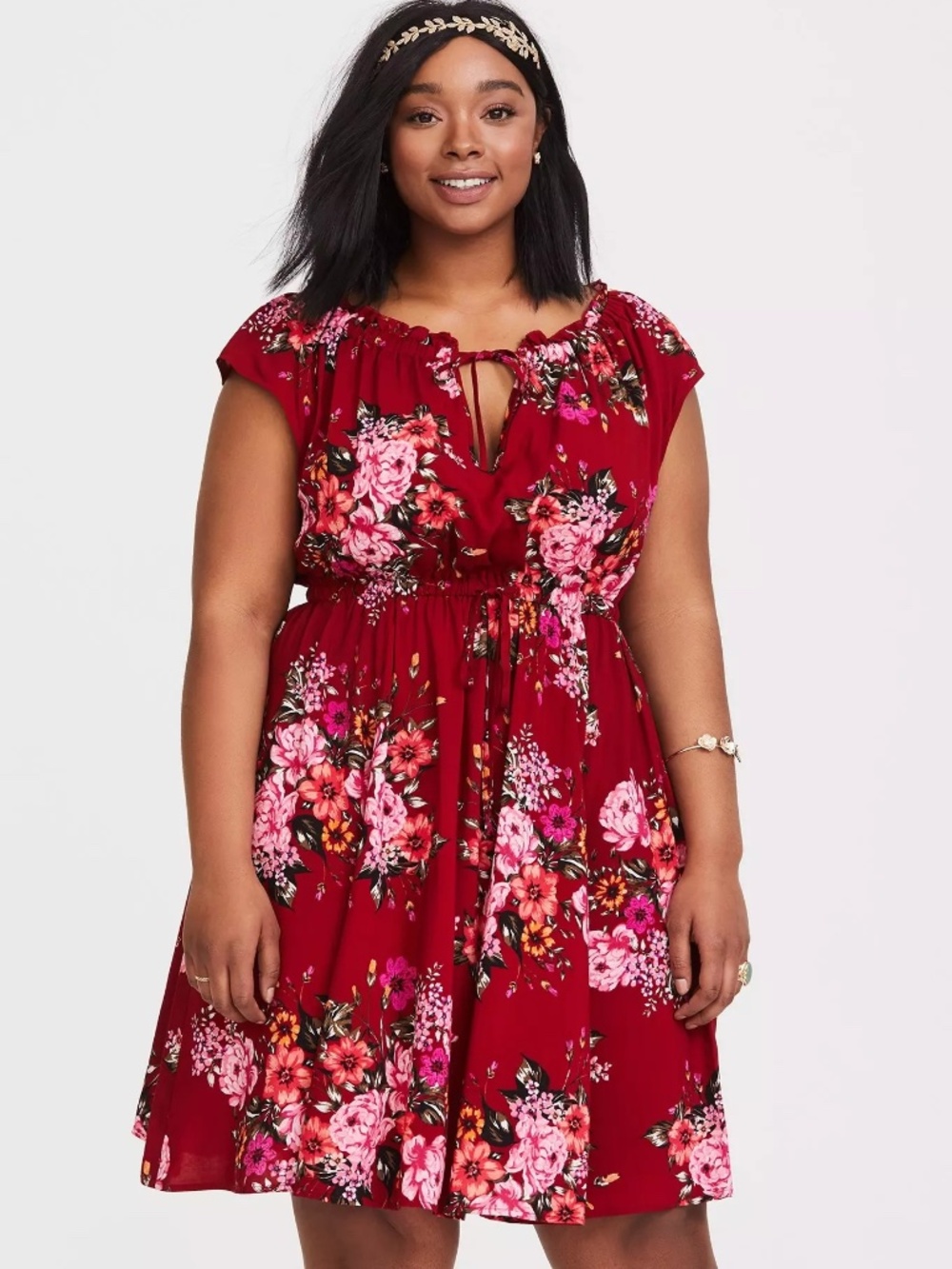 torrid Red Floral Mini Dress with Pink Accents